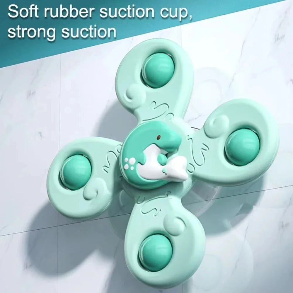 3Pcs/Set Baby Bath Toys Funny Bathing Sucker Spinner Suction Cup Cartoon Rattles Fidget Educational Toys For Children Boys Beauty Fashion