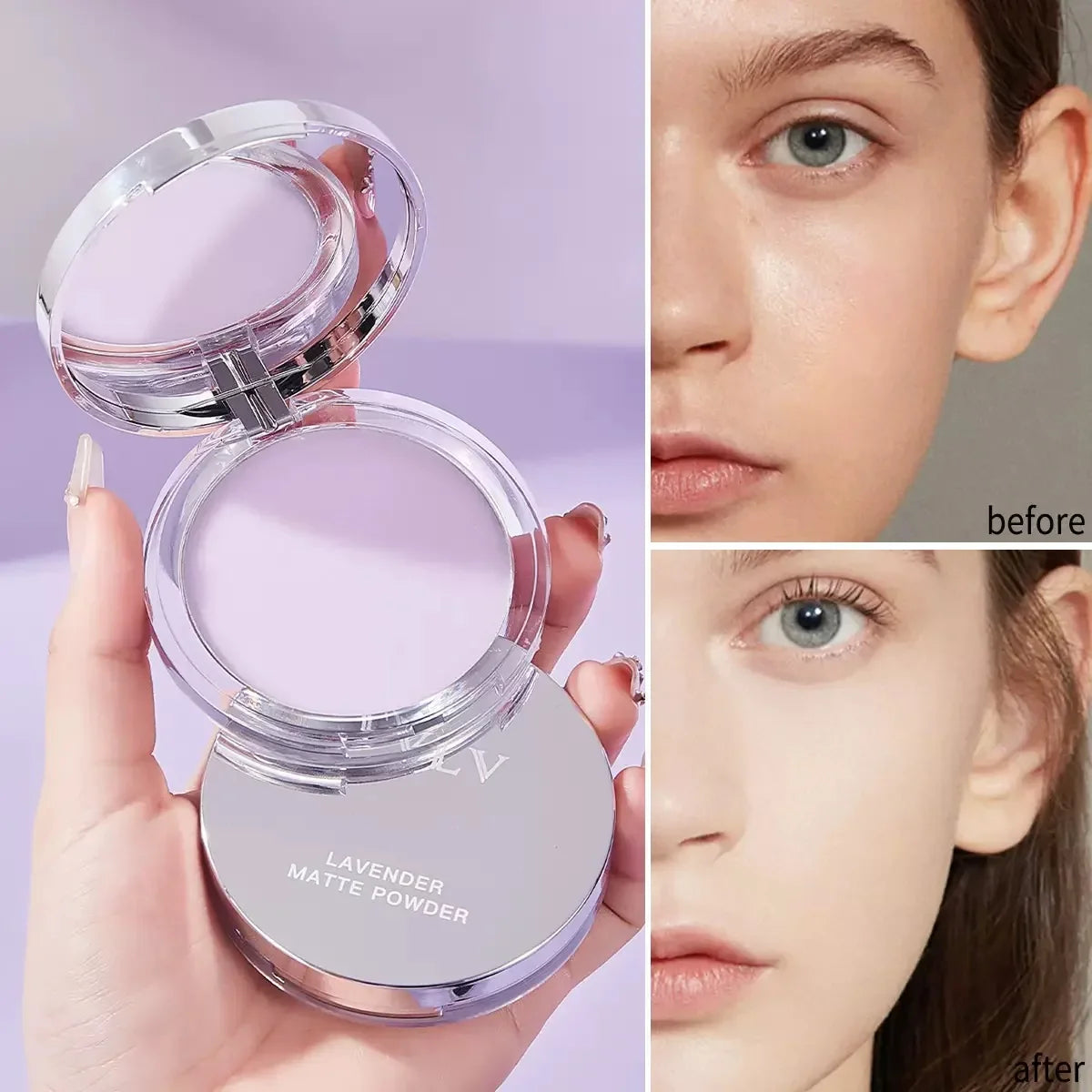 1PC Violet Cream To Powder Skin-friendly Skin Natural Face Long Lasting Oil-controlling Contouring Powder Cosmetics Beauty Trend Shop