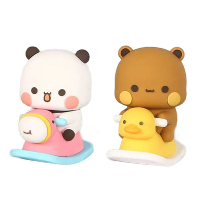 Cute Kawaii Bubu Dudu Panda Bear Figure Cartoon Exciting Bear Miniatures Collectible Animal Toy Doll Ornament Home Derocation Beauty World Shop