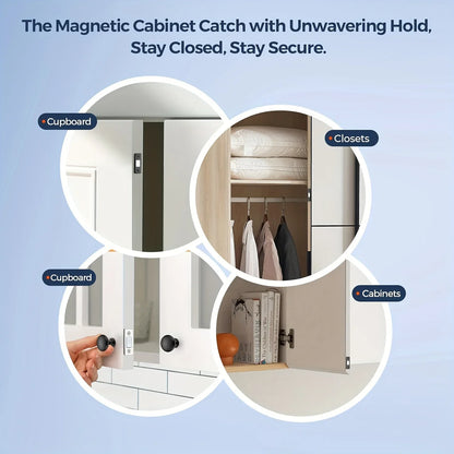 1pair Magnetic Door Catch Latch-Invisible Strong Adhesion, Drill-Free Mount, Seamless Release- Ideal for Cabinets, Sliding Doors Beauty World Shop
