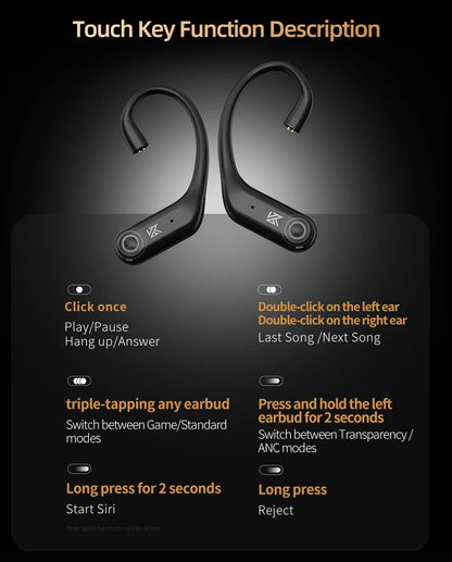 KZ AN01 Wireless Bluetooth 5.4 Cable Ear Hook With Charging Case For KZ Castor PRO PR2 PR3 ZSXPRO ZVXPRO Krila