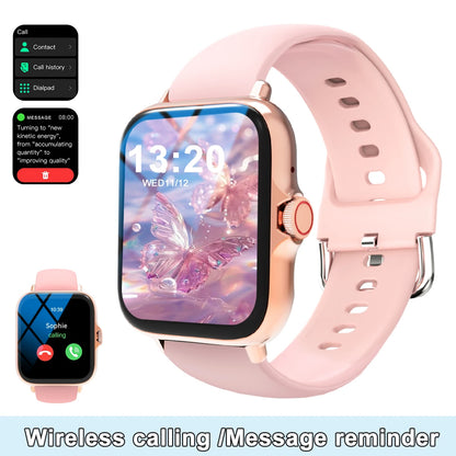 Smart watch with full touch screen, call, message reminder, music control and other functions, compatible with iPhone/android mo Beauty World Shop