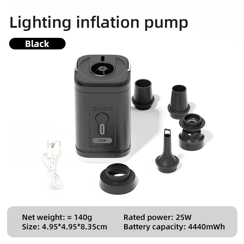 3 in 1 Electric Air Pump with Lights Mini Wireless Air Compressor USB Charging Inflator/Deflator Pumps for Outdoor Camping Beauty World Shop