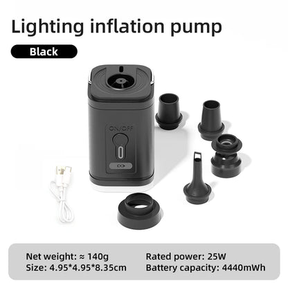 3 in 1 Electric Air Pump with Lights Mini Wireless Air Compressor USB Charging Inflator/Deflator Pumps for Outdoor Camping Beauty World Shop