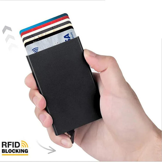 Rfid Smart Wallet Card Holder Metal Thin Slim Men Women Wallets Pop Up Minimalist Wallet Small Black Purse Vallet Walets for Men Beauty World Shop