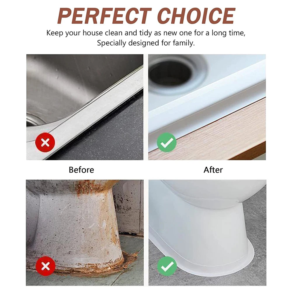 3.2M Bath Caulk Tape Self Adhesive PVC Oil-Proof Kitchen Sink Edge Corner Wall Sticker Waterproof Toilet Sealing Strip Tape Beauty World Shop