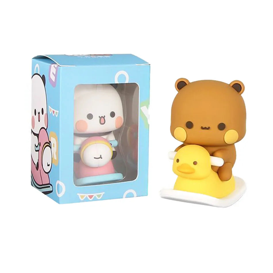 Cute Kawaii Bubu Dudu Panda Bear Figure Cartoon Exciting Bear Miniatures Collectible Animal Toy Doll Ornament Home Derocation Beauty World Shop