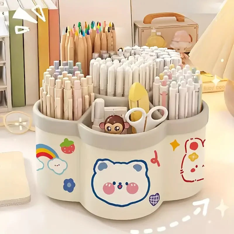 Large Capacity Desk Accessories 306 ° Rotation Cute Pen Holder Stationery Organizer Pencil Storage Office School Supplies Beauty World Shop