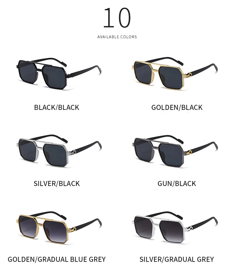 Hiking New Fashion Double Beam Polygonal Anti Light Glasses Retro Personalized Trendy Large Frame Eyewear European and American Beauty World Shop