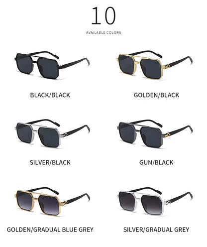 Hiking New Fashion Double Beam Polygonal Anti Light Glasses Retro Personalized Trendy Large Frame Eyewear European and American Beauty World Shop