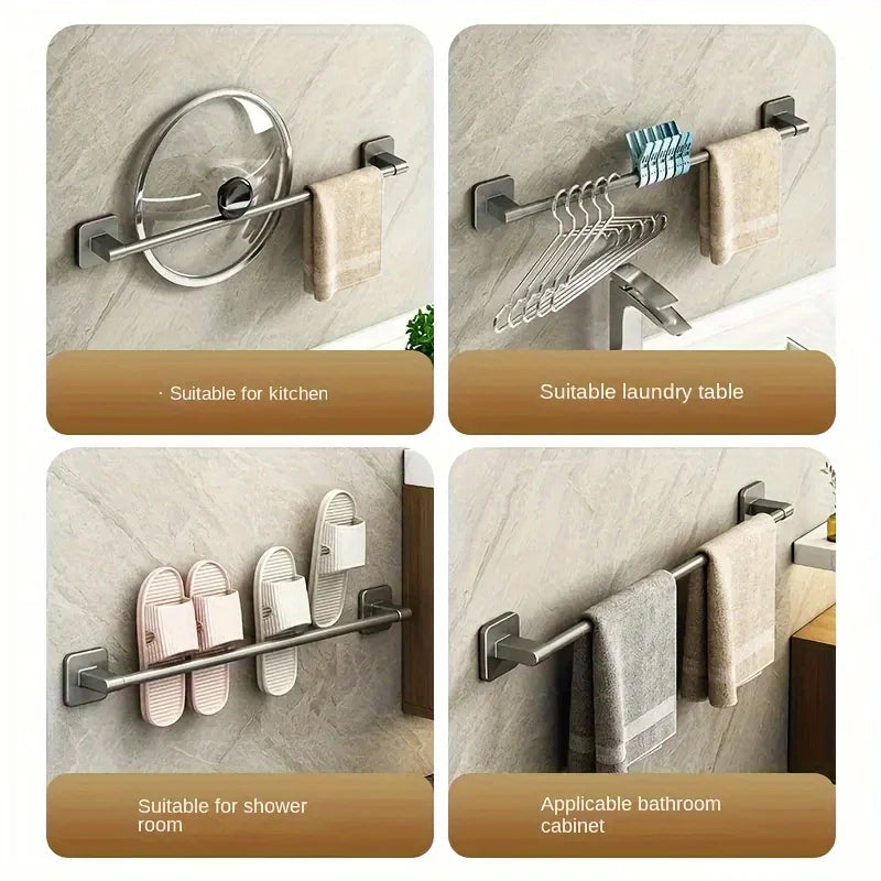 1 Piece Of Bathroom Facilities White Non-Perforated Wall-Mounted Bathroom Towel Bar Size 40-60cm Storage Rack Towel Rack Beauty World Shop
