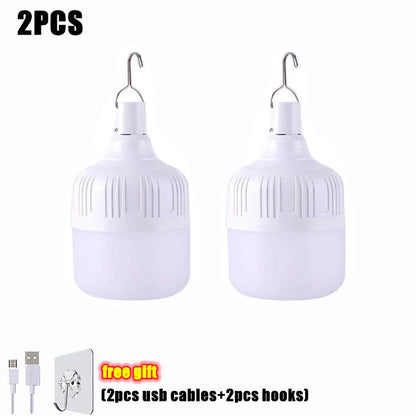 1-8pcs Portable Outdoor Camping Lights USB Rechargeable lamp LED Emergency Bulb Hook High Power Tents Lantern Night Lights Bulb Beauty World Shop