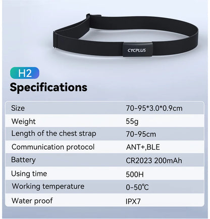 CYCPLUS H2 Heart Rate Sensor Chest Strap Belt Dual Mode ANT BLE Cycling Computer Bike Accessories Sports Heart Rate Monitor Beauty World Shop