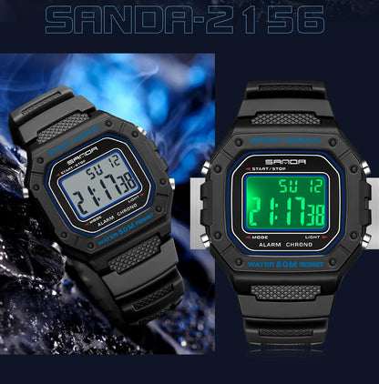 SANDA 2156 Fashion Mens Watch Military Water Resistant Sport Watches Army Big Dial Led Digital Wristwatches Stopwatches For Male Beauty World Shop