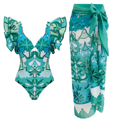 2026 New Sexy Ruffle Bikini Set Printed Brazilian Biquini Women Swimwear Skirt Bathing Suit Girls Summer Beachwear Dress Beauty World Shop