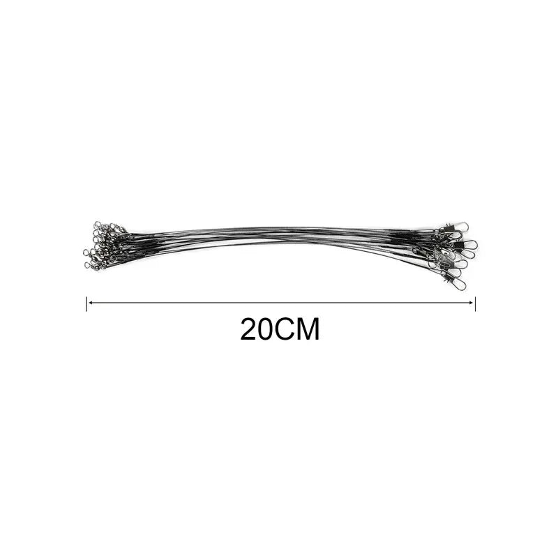 20PC Anti Bite Steel Fishing Line 15/20/25/30cm Steel Wire Leader With Swivel Fishing Accessory Fishing Wire Olta Leadcore Leash Beauty World Shop