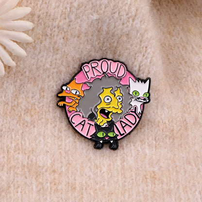 Cat Lady Enamel Pin Badges on Backpack Women's Brooches Hat Collar Lapel Pins Cartoon Jewelry Cosplay Accessories Toys Gifts Beauty World Shop