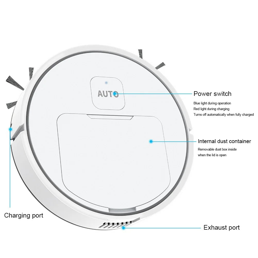 Robotic Vacuum and Mop Combo Automatic Cleaning Sweeping Machine USB Rechargeable Quiet Cleaning for Pet Hair Carpets and Floors