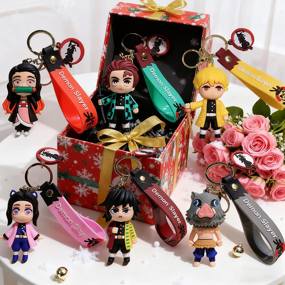 Anime Figure Demon Slayer Keychain Car Keychain Cartoon Backpack Pendant Handmade Backpack Pendant Kids birthday Christmas Gifts Beauty World Shop