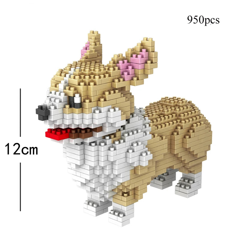 KNEW BUILT Dog Model Mini Building Block Toys Set for Kid Boy Girls Adult Beginner Teddy Hughes Corgi Collie Pet Style Bricks Beauty World Shop