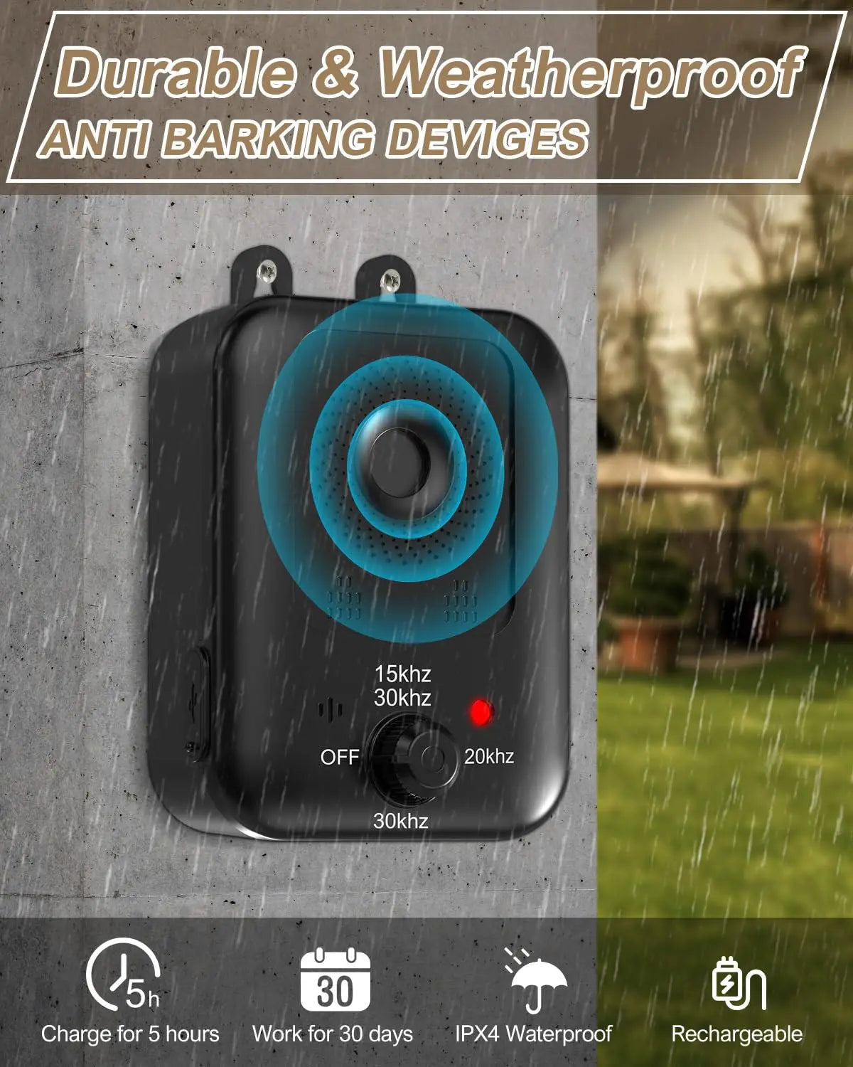 Automatic anti-barking device for dog barking control, rechargeable ultrasonic dog barking deterrent device, outdoor and indoor Beauty World Shop