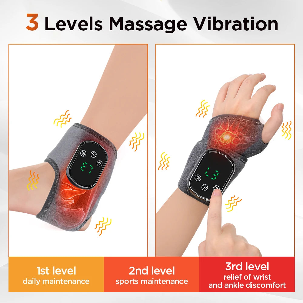 Cordless Heating Ankle Wrist Brace Vibration Massager Electric Hot Compress Massage Ankle Guard Wristband Hand Foot Protector Beauty World Shop