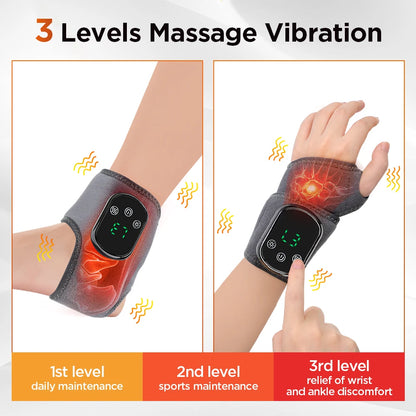 Cordless Heating Ankle Wrist Brace Vibration Massager Electric Hot Compress Massage Ankle Guard Wristband Hand Foot Protector Beauty World Shop