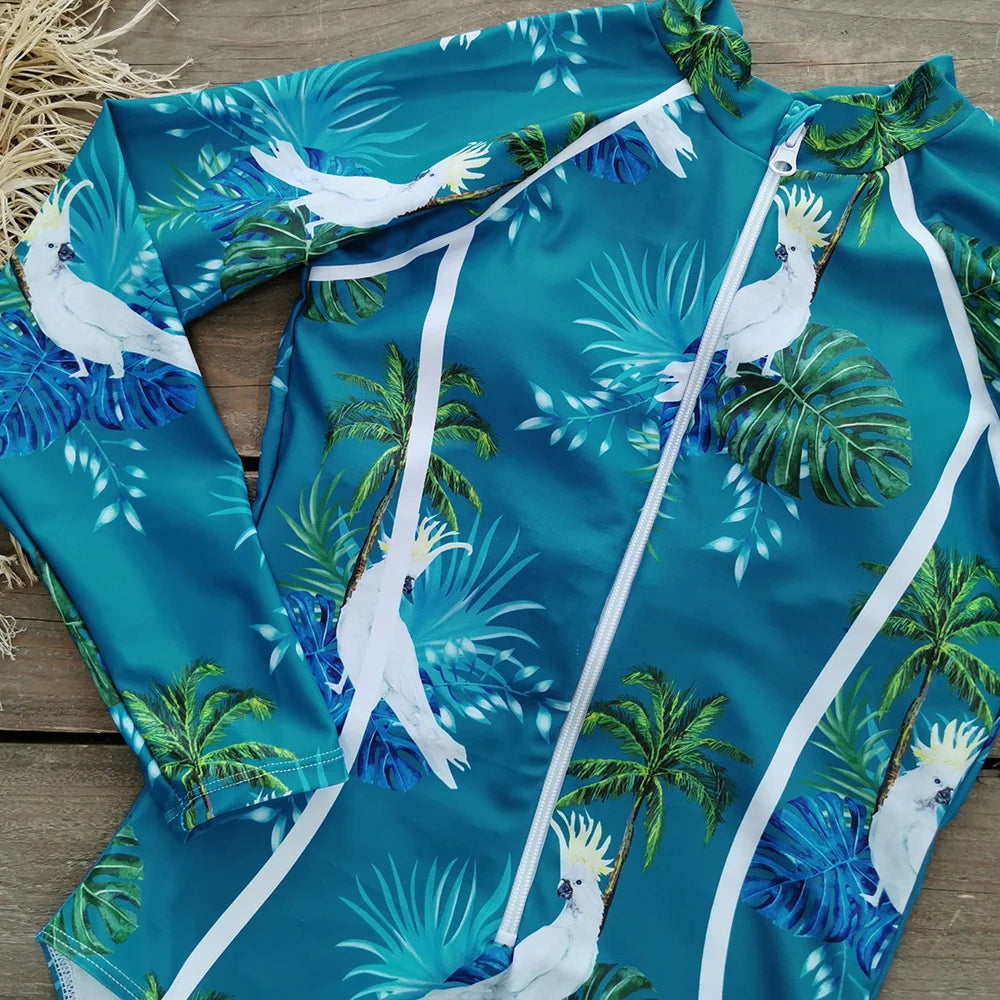2026 Surfing Sport Swimsuit Long Sleeves Women One Piece Swimsuit  Swimwear Solid Monokini Bathing Suit Tropical Bodysuit Female Beauty World Shop