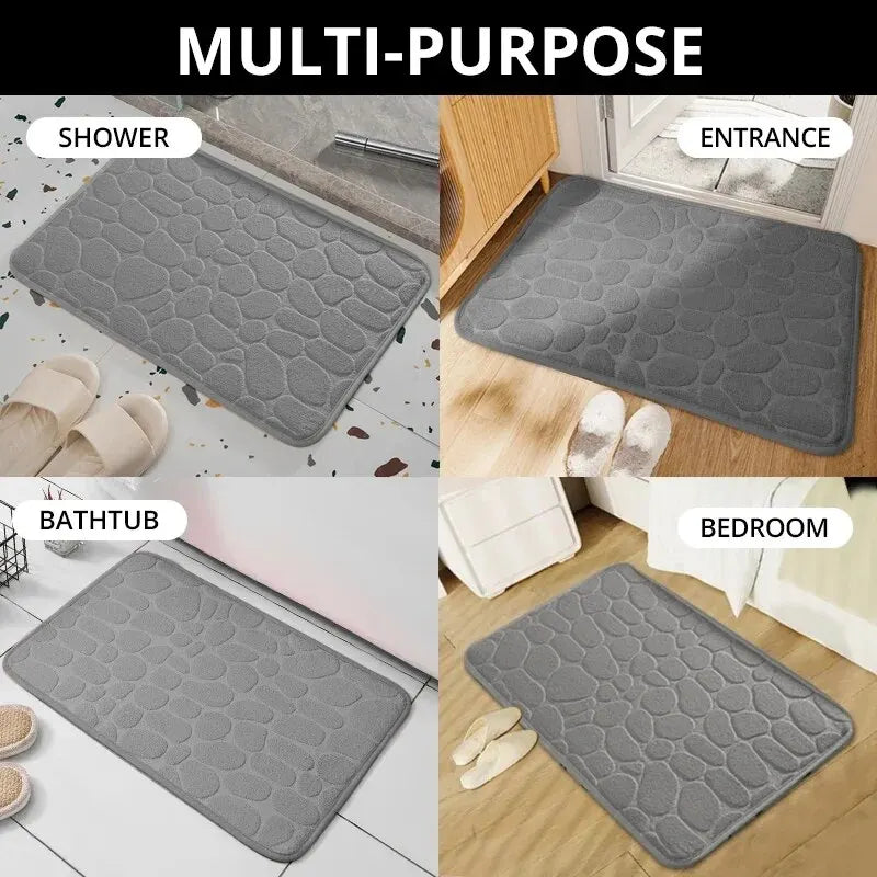 1pc embossed fiber carpet, bathroom living room anti slip mat, pebble floor mat, household items Beauty World Shop