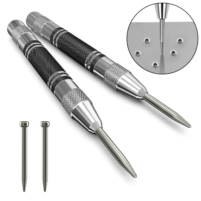 2pc Spring Type Automatic Center Punch Locator Glass Striker Window Breaker Punch Centering Punch Punch Tool Beauty World Shop