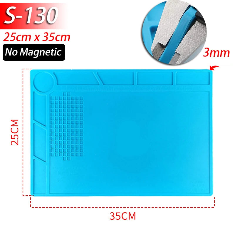 Soldering Station Mat Silicone Work Mat Heat Resistant 932°F Anti-Static Magnetic Mat for Electronic Phone Laptop Watch Repair Beauty World Shop