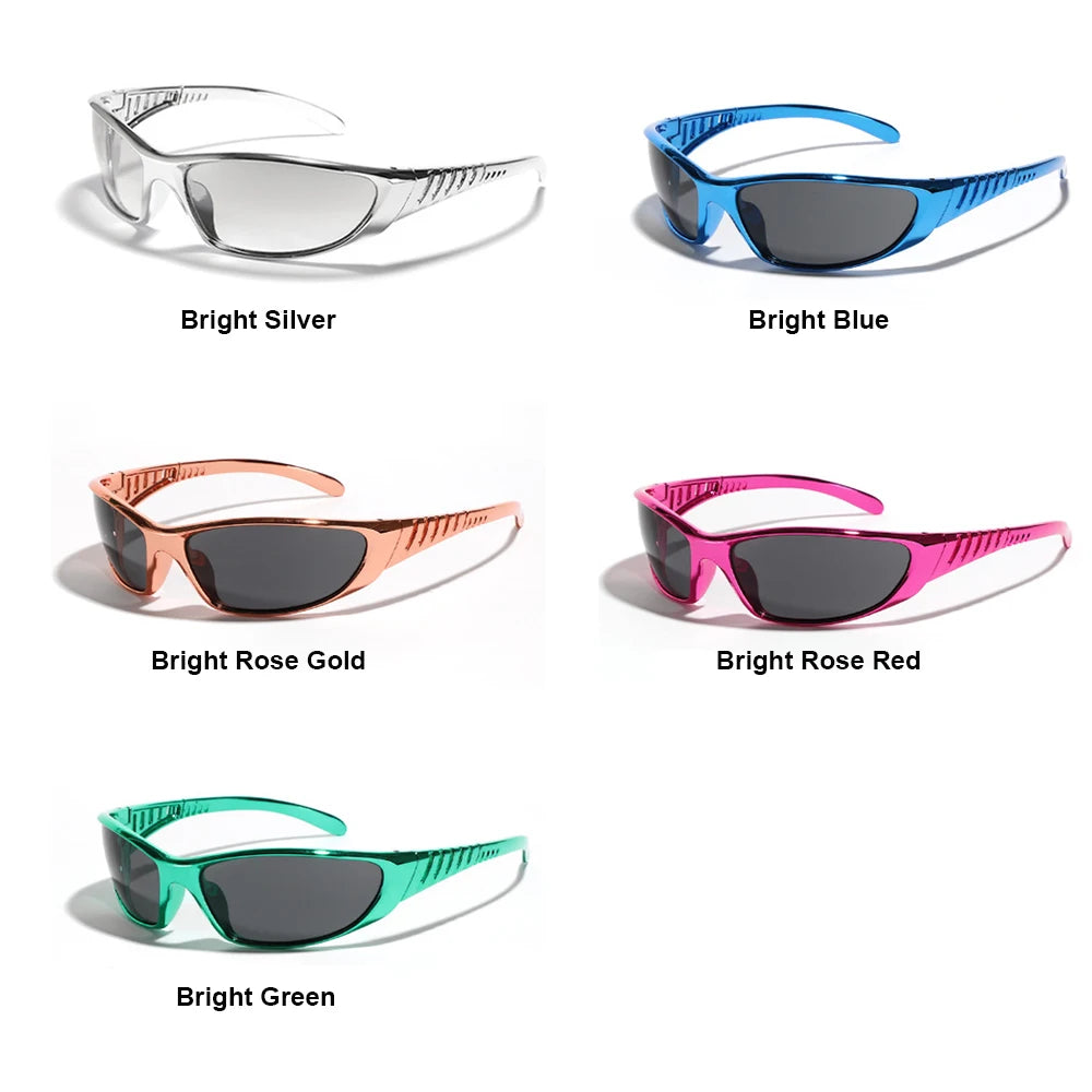Y2K Silver Sunglasses Color Hollowed Out Future Sense Of Technology Hot Girls Net Red Sunglasses Women Sunglasses Trendy Men Beauty World Shop
