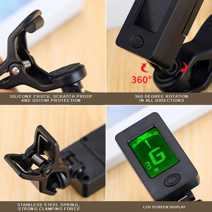 Gitaar Tuner Apparaat 12-Tone Ukelele Bas Viool Tuner Draagbare Automatische Trillingen Transmissie Instrument Tuner Accessoire Beauty Trend Shop