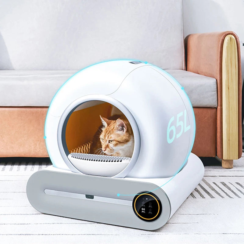 New 65L Automatic Smart Cat Litter Box Self Cleaning Fully Enclosed Large Cat Toilet Litter Tray Beauty World Shop