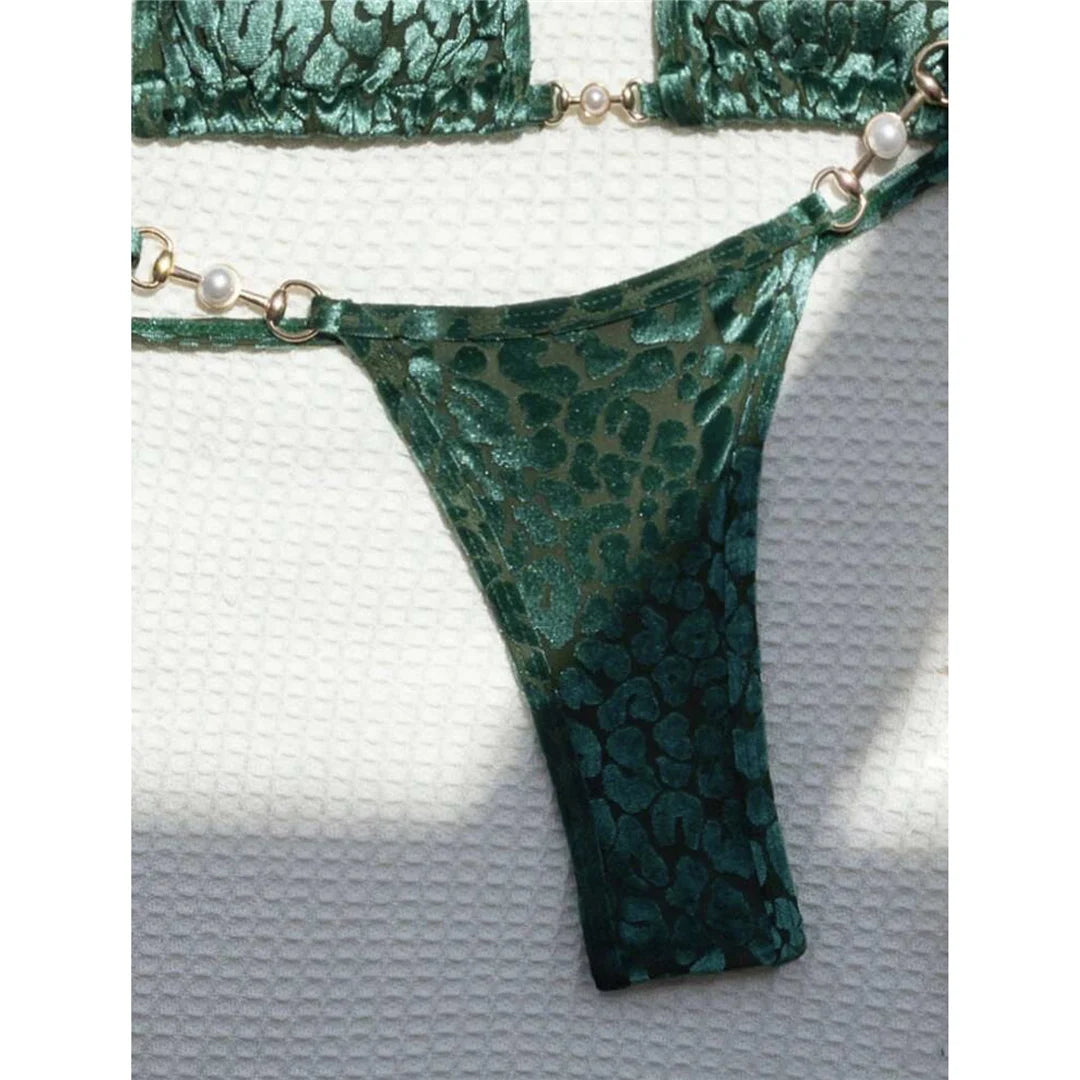 S- XL Leopard Halter Mini Micro Thong Bikini Women Swimwear Female Swimsuit Two-pieces Bikini set Bather Bathing Suit Swim V5207 Beauty World Shop