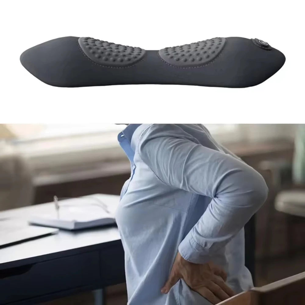 Heating Vibration Massage Pillow Electric Lumbar Support Pad Bed Sleeping Waist Protection Cushion Lying Flat Waist Pain Relief Beauty World Shop