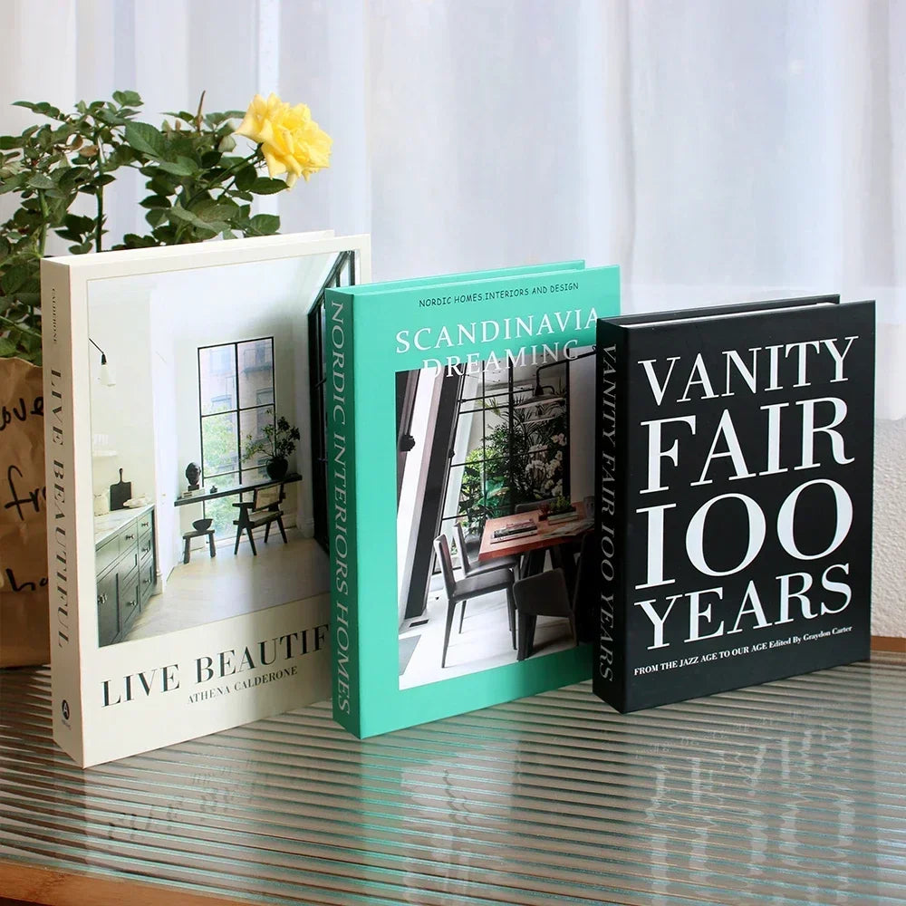 3Pcs Foldable Fashion Fake Books Living Room Decoration Designer Books Coffee Table Ornaments Club Hotel Room Villa Prop Books Beauty World Shop