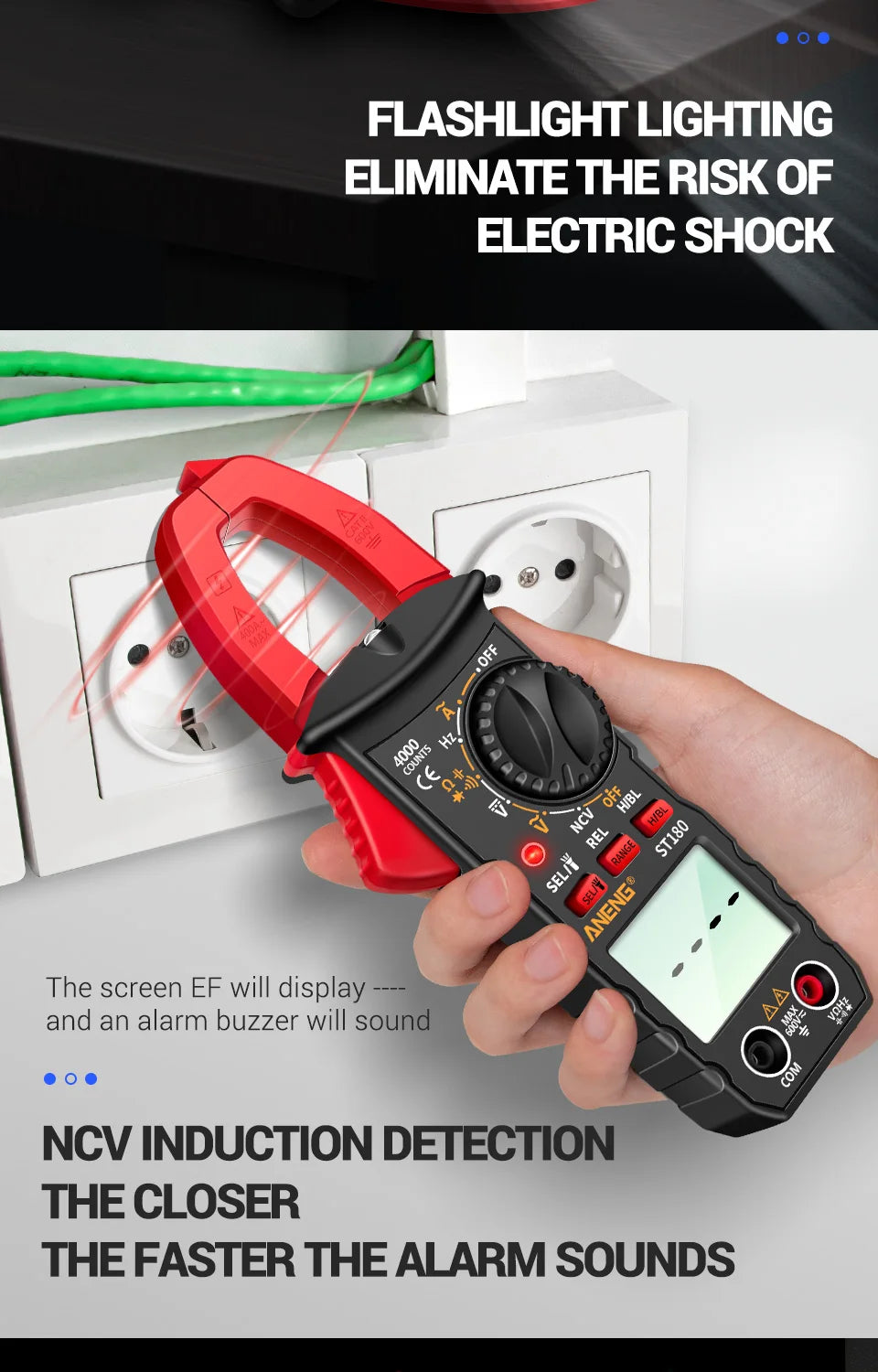 ANENG ST180 AC Current Clamp Meter  Digital 4000 Counts Multimeter Ammeter Voltage Tester Car Amp Hz Capacitance NCV Ohm Tool Beauty World Shop