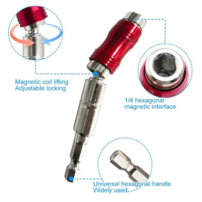 1PC Red Curved Hexagonal Handle Directional Extension Rod Magnetic Screw Drill Tip Universal Adapter Electric Tool Accessories Beauty World Shop