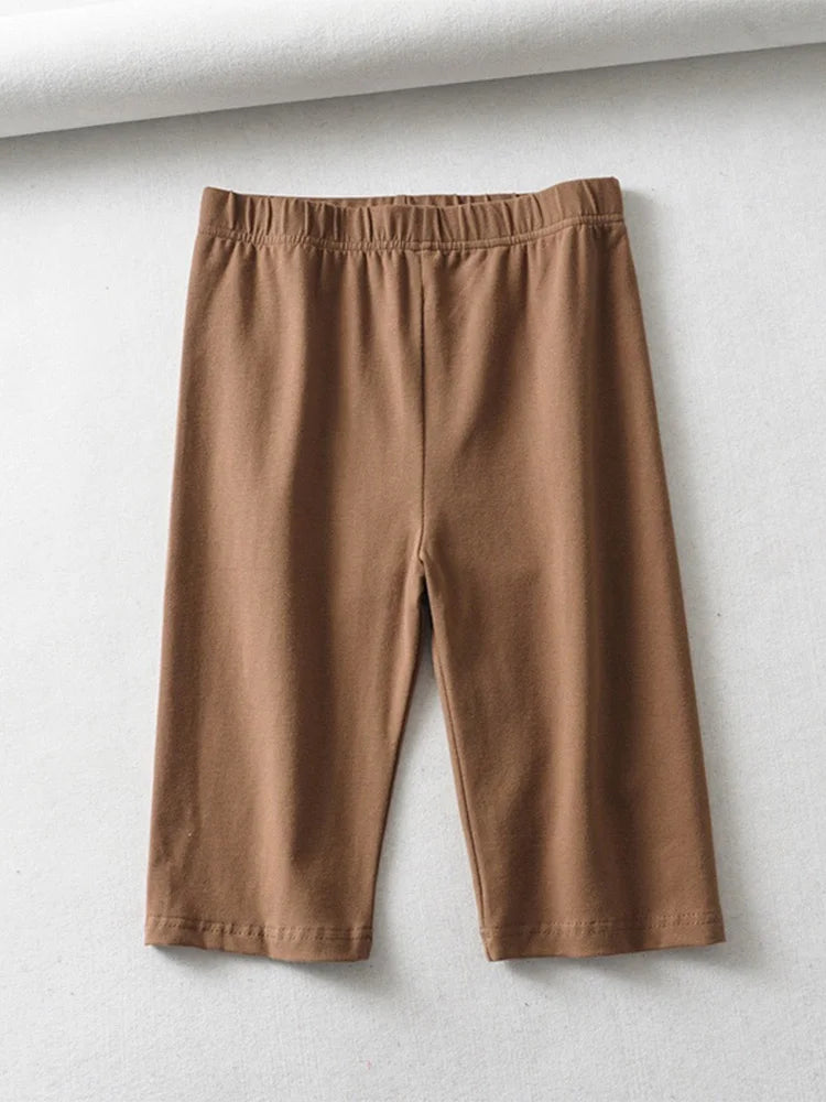 sexy women cotton high waist elastic pure color slim Knee-Length biker shorts female Beauty World Shop