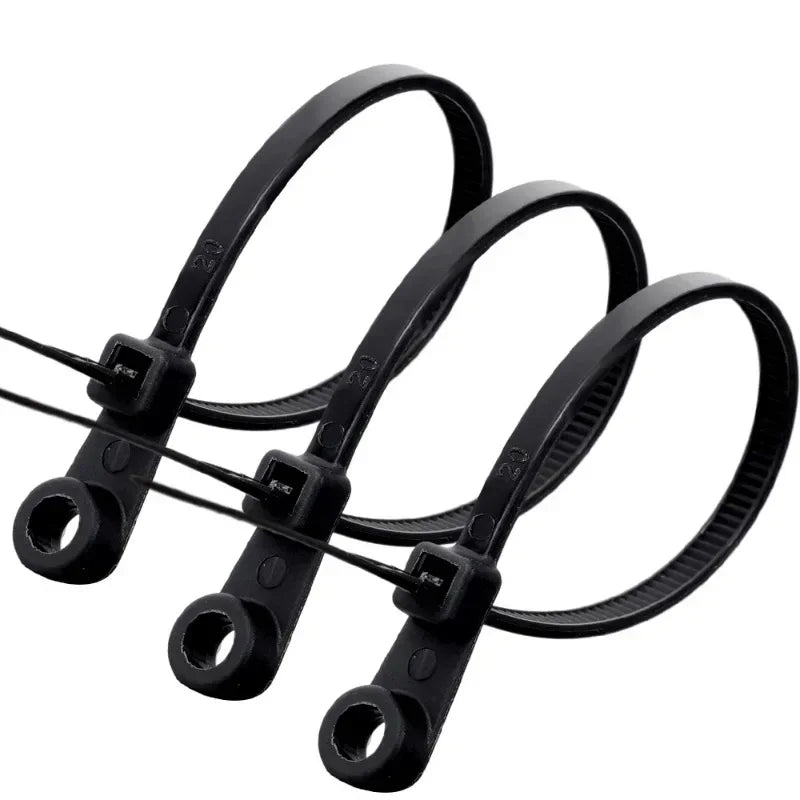 500/100PCS Screw Hole Cable Ties Reusable Fixed Nylon Cable Ties Self-locking Cord Ties Straps Fastening Loop Office Organizer Beauty World Shop