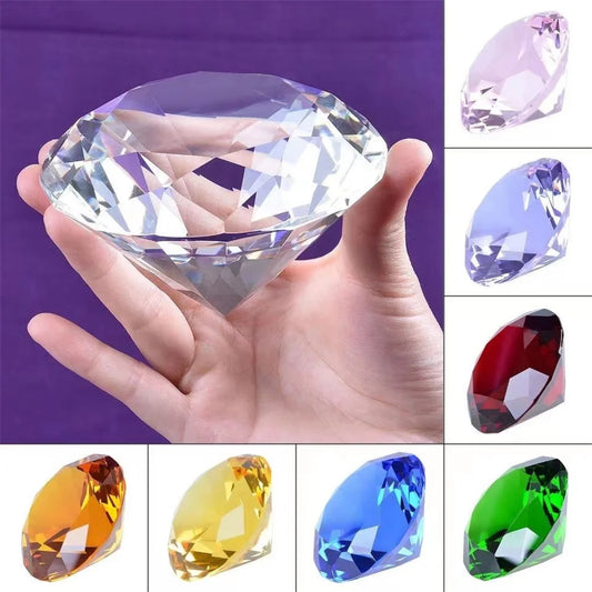 10 Colors Crystal Diamond Shaped Paperweight Decorative Cut Glass Giant Gemstone Wedding Office Desktop Ornament Birthday Gifts Beauty World Shop