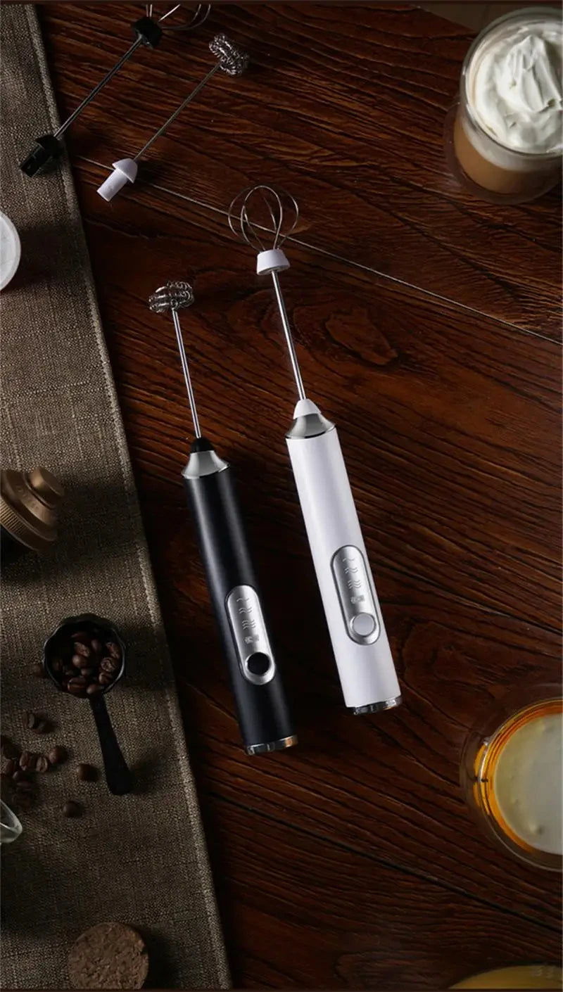 Handheld Double Stick Wireless Whisk Custard Foamer Mini Portable Blender Coffee Milk Three Speed Control Egg White Whipped USB Beauty World Shop