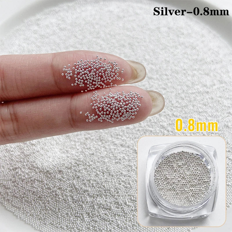 0.4mm-1.5mm 3D Steel Tiny Nail Art Decoration Gold Silver Steel Ball Nail Art Caviar Beads Nails Beads DIY Jewelry Accessories Beauty World Shop