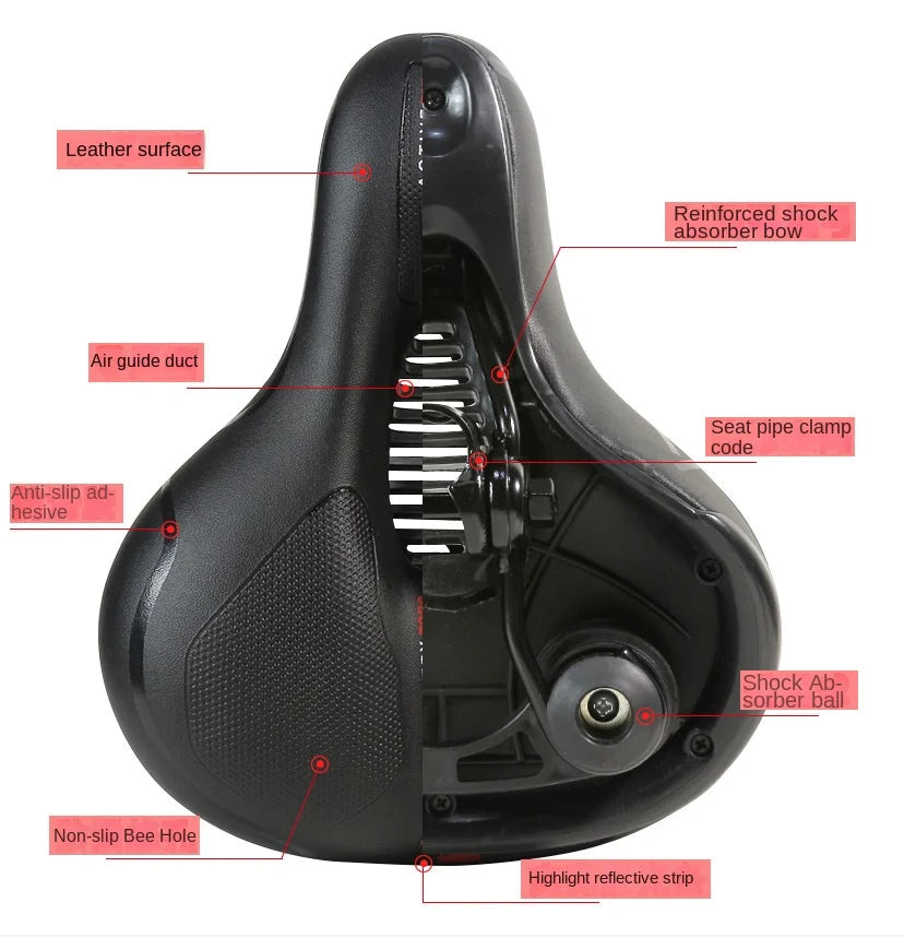 ESLNF Hollow Breathable Bicycle Saddle MTB Road Bike Saddle Shock Absorbing Comfortable Big Butt Bike Seat Bicycle  Accessories Beauty World Shop