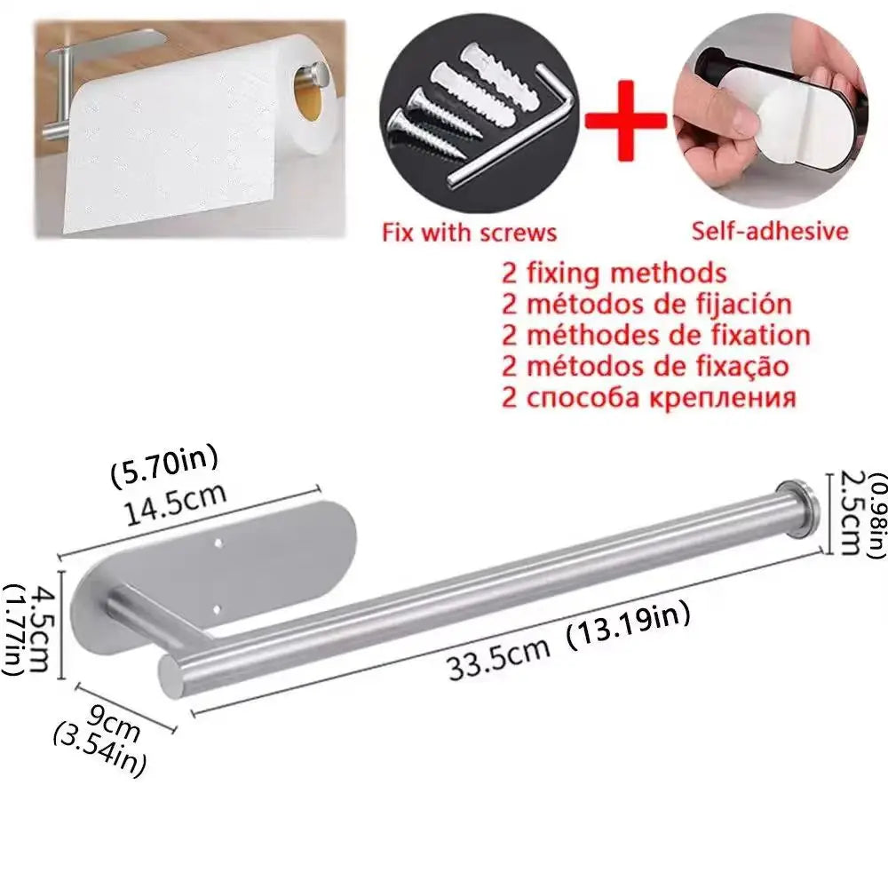 Kitchen Paper Towel Holder Adhesive Tissue Hanger Toilet Roll Paper Dispenser Cabinet Storage Napkin Rack Bathroom Accessories Beauty World Shop