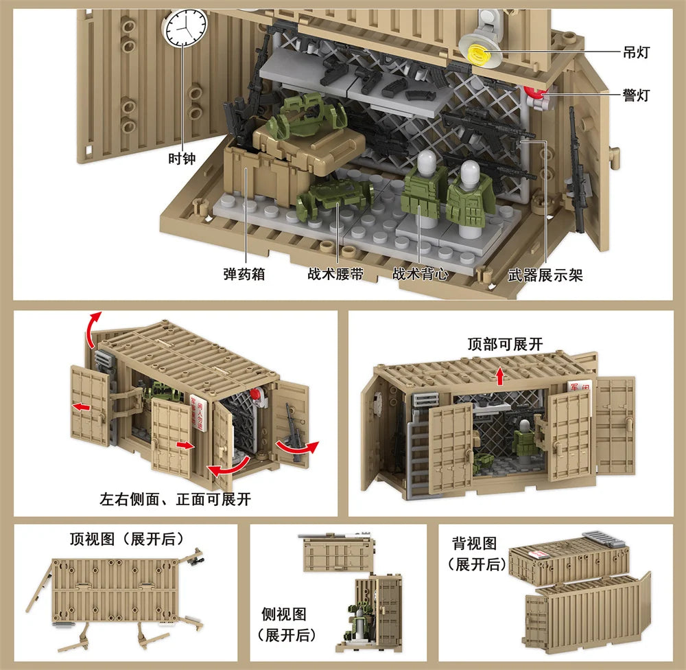 World War 2 WW2 Army Military Soldiers SWAT Police Container Weapon Cannon Base Model Building Blocks Bricks Children's Toys Beauty World Shop