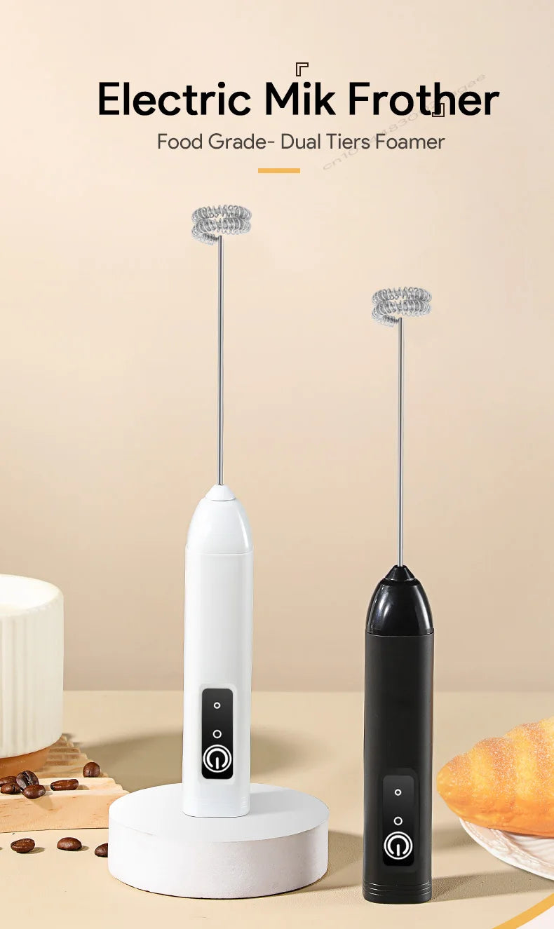 UPGRADED Electric Coffee Frother/MILK Whisk+Egg Beater MINI Food Blender USB Rechargeable Handheld Three Speeds Espresso Tools Beauty World Shop