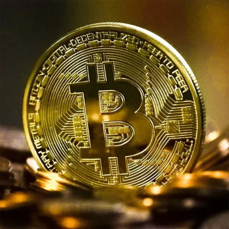 4pcs Gold Plated Bitcoin Coin Collectible Art Collection Gift Physical Commemorative Metal Antique Imitation Happy Birthday Beauty World Shop