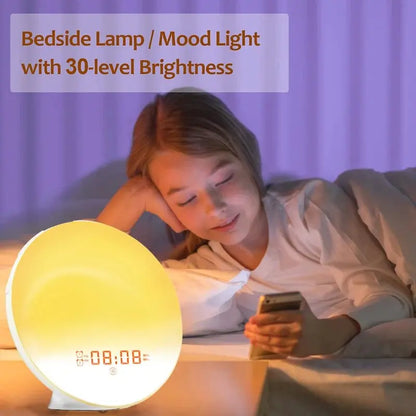 Sunrise Alarm Clock Wake Up Light Clock Sunrise/Sunset Simulation Digital Clock with Night Light FM Radio Desk Clocks Beauty World Shop